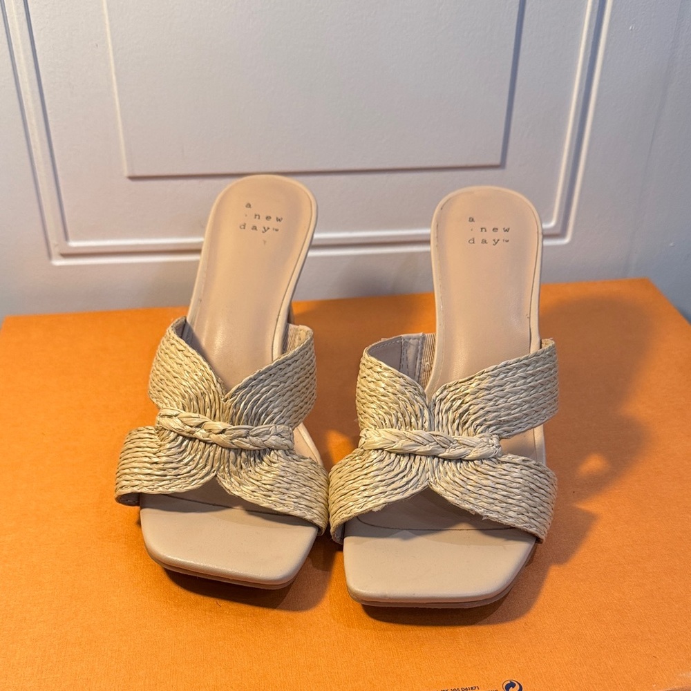 A New Day Women's Tan Woven Mules